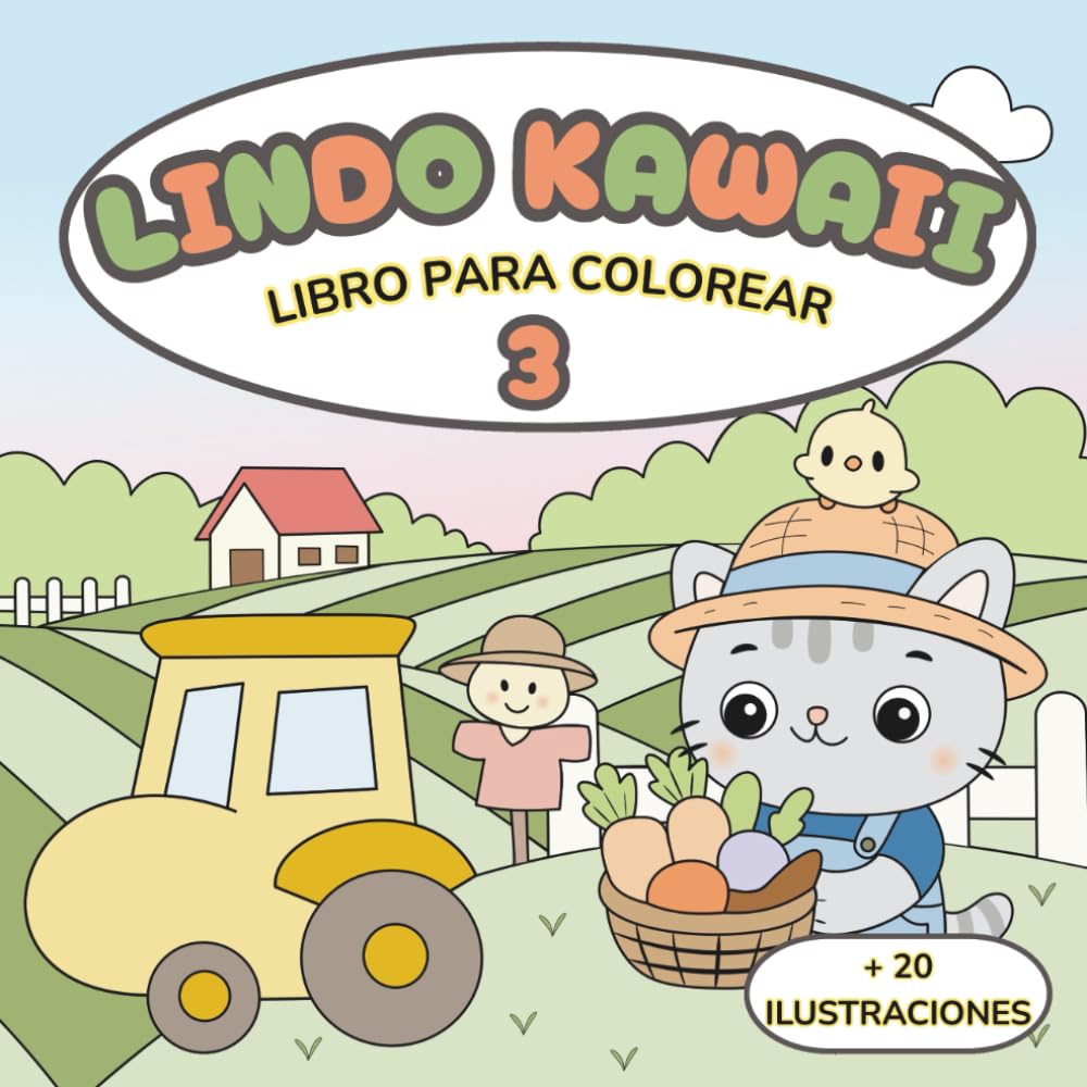LINDO KAWAII 3: Profesiones. Libro de Colorear Animales Adorables: Mas de 20 Ilustraciones Únicas | Trazos gruesos | Para niños y niñas de entre 4 y 9 años | Regalo Educativo de Preescolar y Primaria