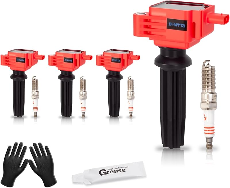 Kit de bobinas de ignição UF670 DOWYTA com velas de ignição para Ford e Lincoln – 4 unidades