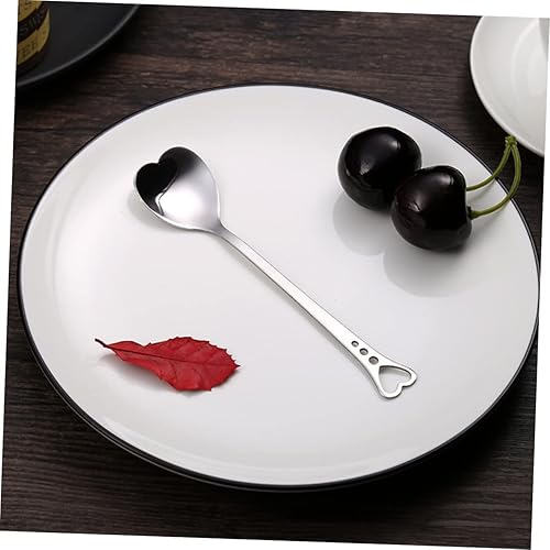 Miniatura 6 de HANABASS 6 cucharas de helado de expreso de San Valentín, mesa de cena o fiesta de leche para una bonita taza decorativa de metal con forma de