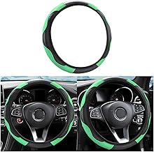 CGEAMDY Coprivolante Auto Universale, Antiscivolo Traspirante Volante Cover in Pelle Microfibra, Diametro 37-38cm Cuciture Elasticizzato Colore Volante Protettore, Accessori Auto Interno (Verde)