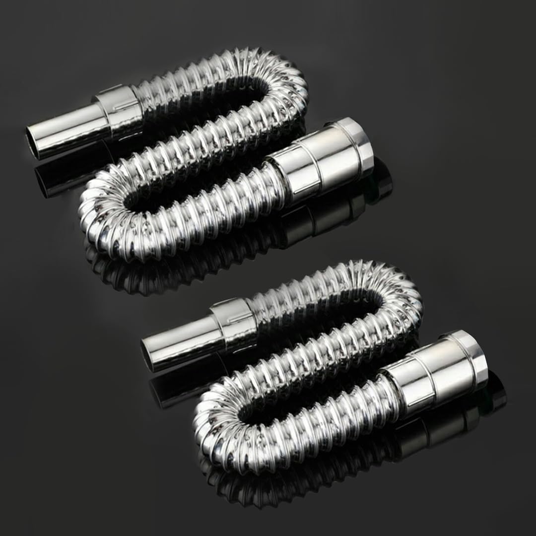 LIPKA 30 Inch Flexible Sink Waste Pipe (Set Of 2) Chrome Finish, Universal Fit for Kitchen Sink & Wash Basin Pipe, Anti-Clog, Extendable Drain Hose Pipe, Easy Installation, Durable & Rust-Resistant