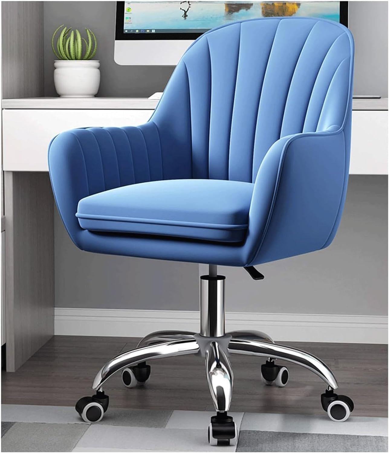 Chaise de bureau en flanelle douce portable pour le télétravail à la maison