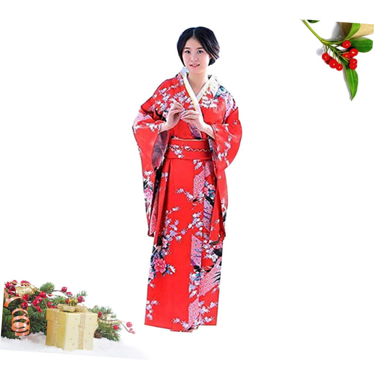 BESPORTBLE Kimono Japonés Mujer Bata Kimono Japonés Diseño Pieza Banda de Amarre Material Simulado de Seda y Cómodo para Dormir y Fiestas Xl