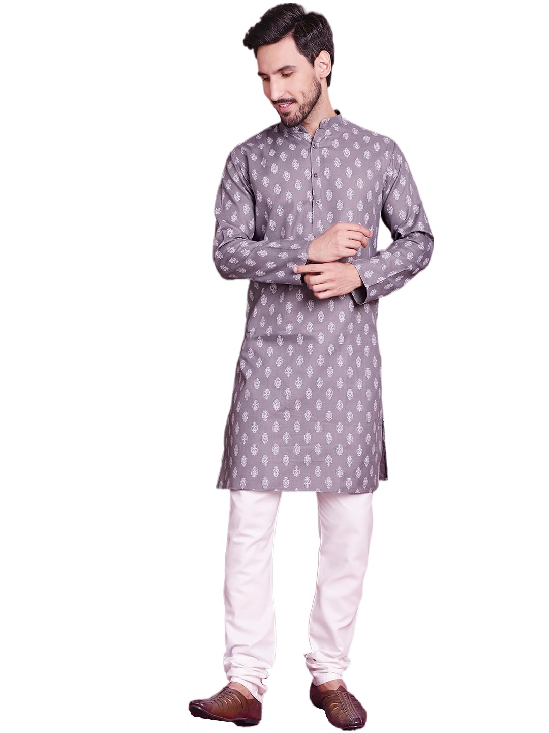 jompers Men's Cotton Blend Floral Printed Kurta with Pyjama Set-picture-13