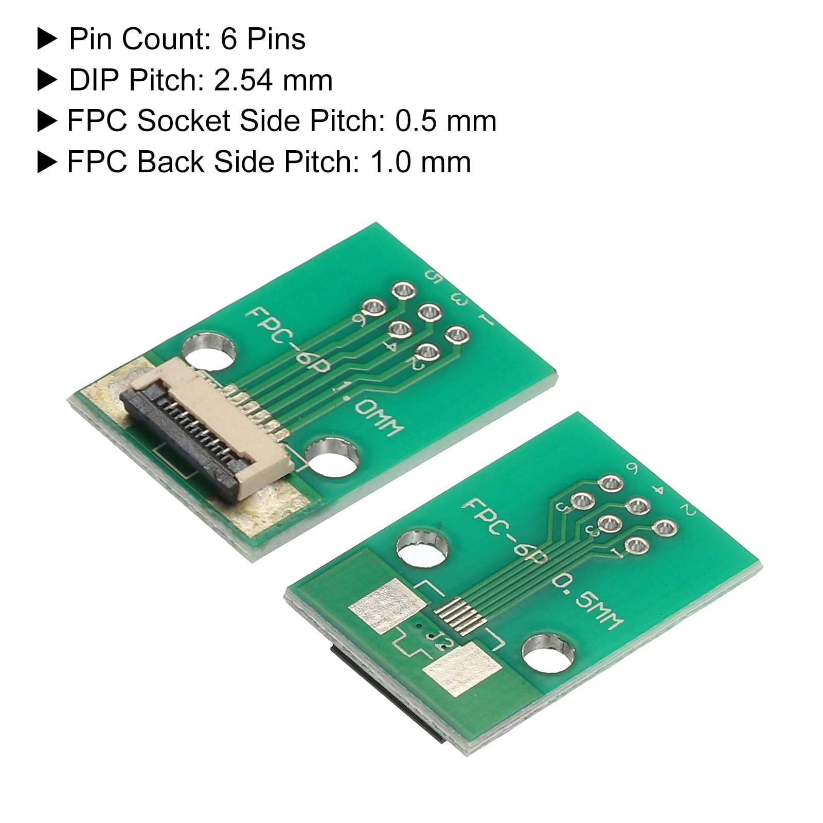 QUARKZMAN Scheda Convertitore FPC FFC PCB 6P 1,0mm Sul Lato Socket, 0,5mm Sul Retro, a DIP 2,54mm per LCD Stampante 3D Telecamera DVD TV Laptop 4pz