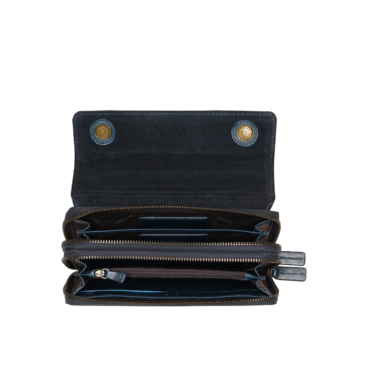 Hidesign Andover W4 Genuine Leather Men's Zip Around Wallet (Midnight Blue) 2