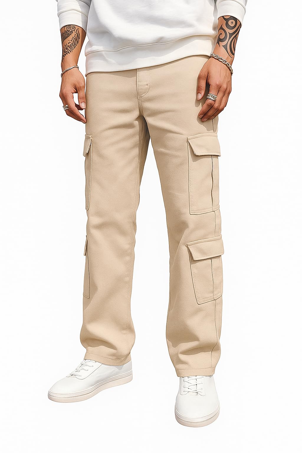 london hills Men's Cotton Blend Relaxed Fit Cargo Pants with Multi Utility Pockets | Straight Fit Casual Trousers for Men | Outdoor & Streetwear Bottom Wear-picture-26