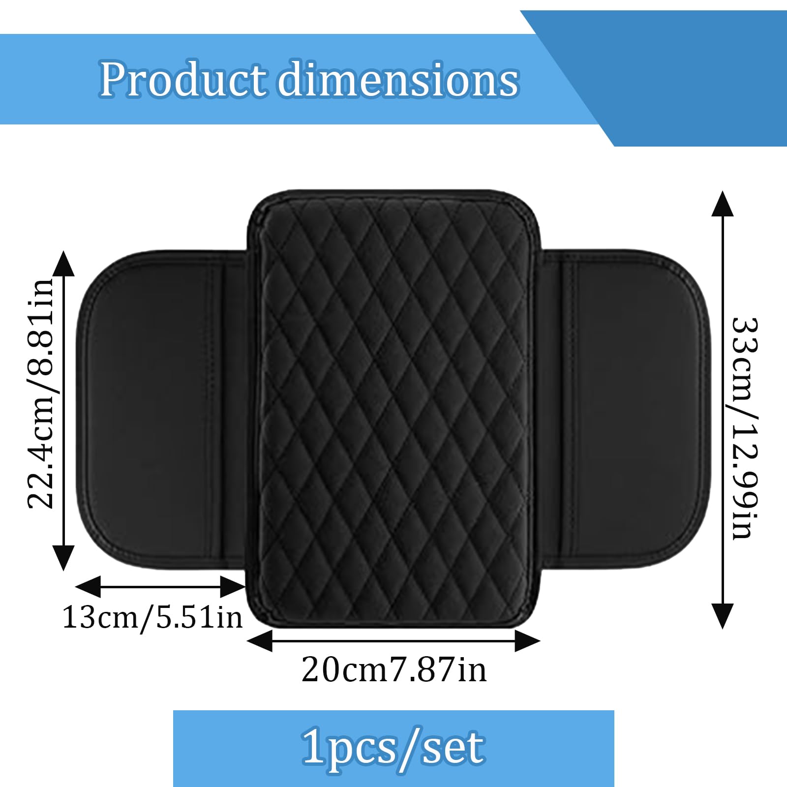 Armlehne Auto, Armlehnen Polster Auto Universal Inklusive 2 Aufbewahrungstasche, Mittelkonsole Autos Box Matte Memory-Schaum, Armlehnenschoner Auto-Innenzubehör für die Meisten Fahrzeuge (Schwarz)