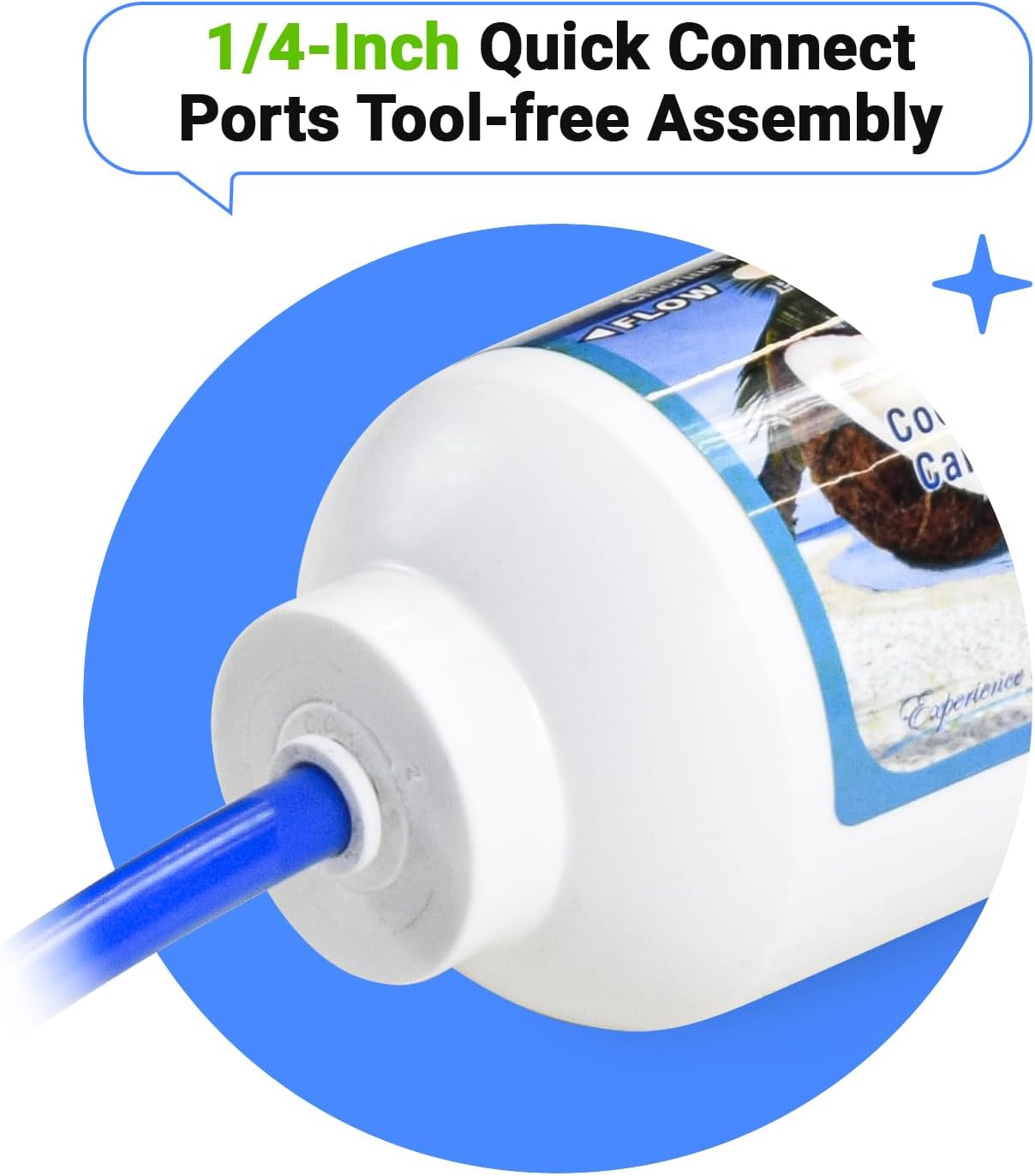PureT IL-12W-C-EZ14, 12"x2.5" (1/4" EZ Connect) Inline Post GAC Carbon Filter - NSF Certified - Reverse Osmosis Water Filter, Lifetime of 1 Year or 1,500 Gallons