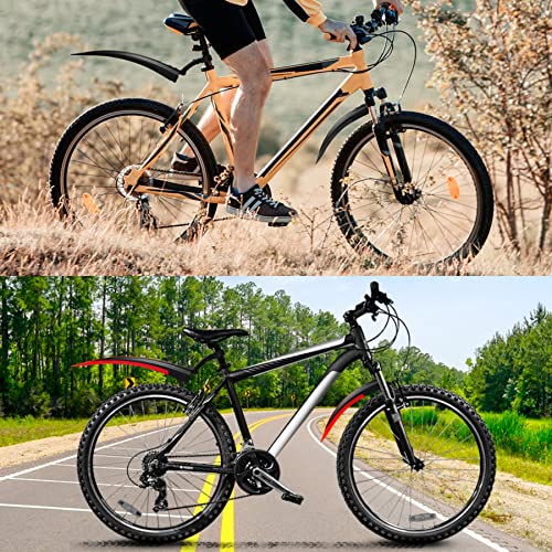 Bike Mudguard Set With 8M Diy Reflective Tape, 2 Parts-Universal Full Cover Thicken Widen Bicycle Fender Set, Front/Rear Mud Guards Fit For 20"/22"/24"/26" Mtb Mountain Road Bike(Black) #TOP1