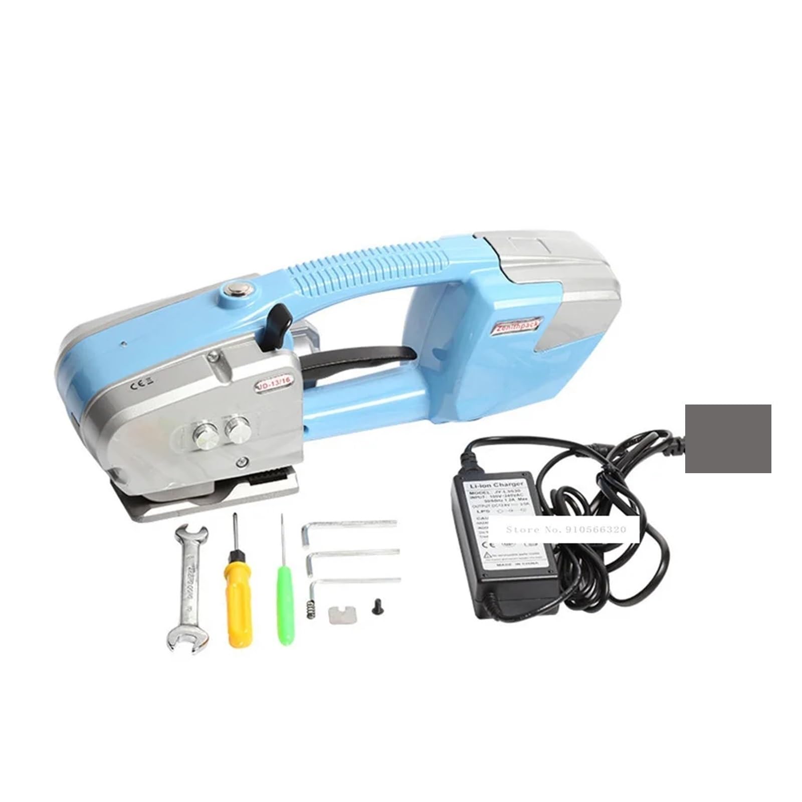 Cfwwsaq One Color Strapping Machine, Jd13 / 16 Portable Electric Baler Plastic Steel Belt Automatic Strapping Hot Melt Packing Tensioner Outdoor Work Packer