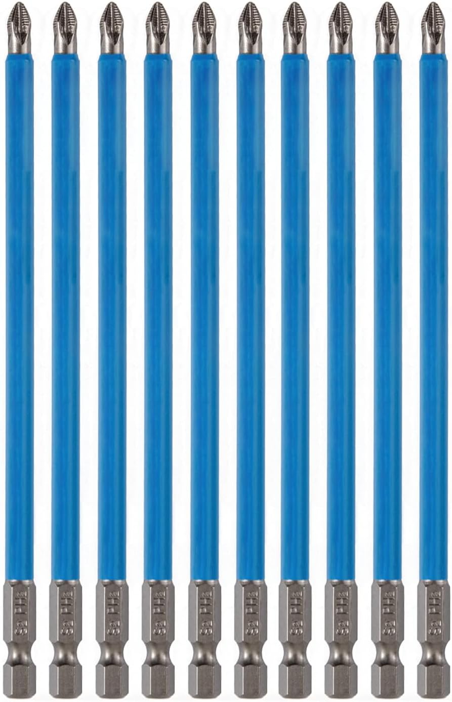 VESTTIO Anti Slip Phillips PH2#2 Screwdriver Bit Set 10PCS 1/4 Inch Hex Shank 6 Inch/150 mm Length S2 Steel with Magnetic for Power Screwdriver Impact Drill Toolkit