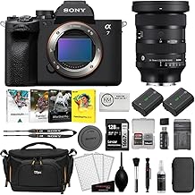 Sony a7 IV Mirrorless Digital Camera with Sigma 24-70mm Lens with Extra NP-FZ100 Battery + 128GB SD Card + Photo Software + Camera Bag + Cleaning Kit + Battery & Charger Bundle