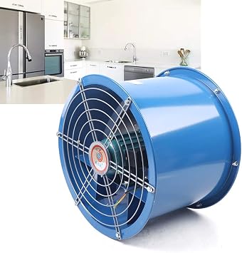 DYRABREST 10 Inch Explosion Proof Exhaust Axial Fan, 250W 1177 CFM High Velocity Utility Blower for Paint Booth, 1420RPM Cylinder Pipe Ventilation Fan, 110V, Anti-Spark Motor