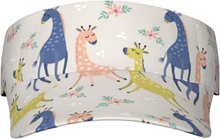 XIXIAN Cute Giraffe Printed Adult Sunscreen Visor Cap Lightweight and Breathable Adult Sun Visor Empty top hat Versatile Outdoor hat Black