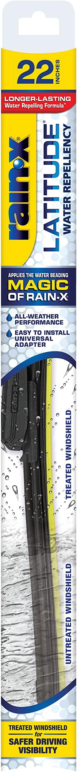 Rain-X Latitude Water Repellency 2-n-1 Wiper Blades | Pack of 1 | Size 22 inches | Enhanced Visibility | Direct Windshield Application | Long-Lasting Water Repellent | Clears & Repels Elements