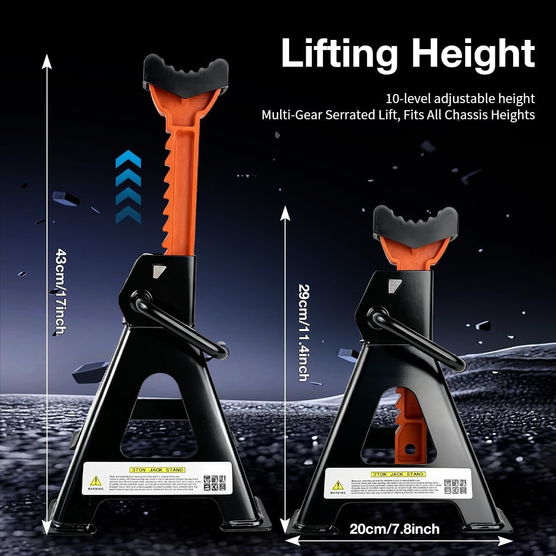 Jack Stands,3 Ton (6000 LBS) Double Locking Jack Stands