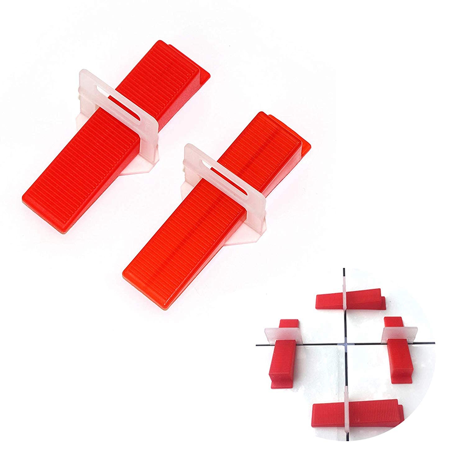 100 clips para sistema de nivelación de azulejos (3 mm) + 100 unidades de sistema de nivelación de azulejos de cuñas de nivelación de baldosas.