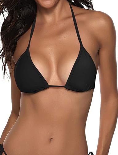 Suvimuga Top de bikini triangular para mujer, con relleno y efecto halter