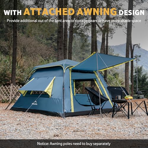 Image of Naturehike Cape Lite 4-6 Person Camping Tent, Easy Setup in Seconds Instant Cabin Tents for Family Camping & Hiking
