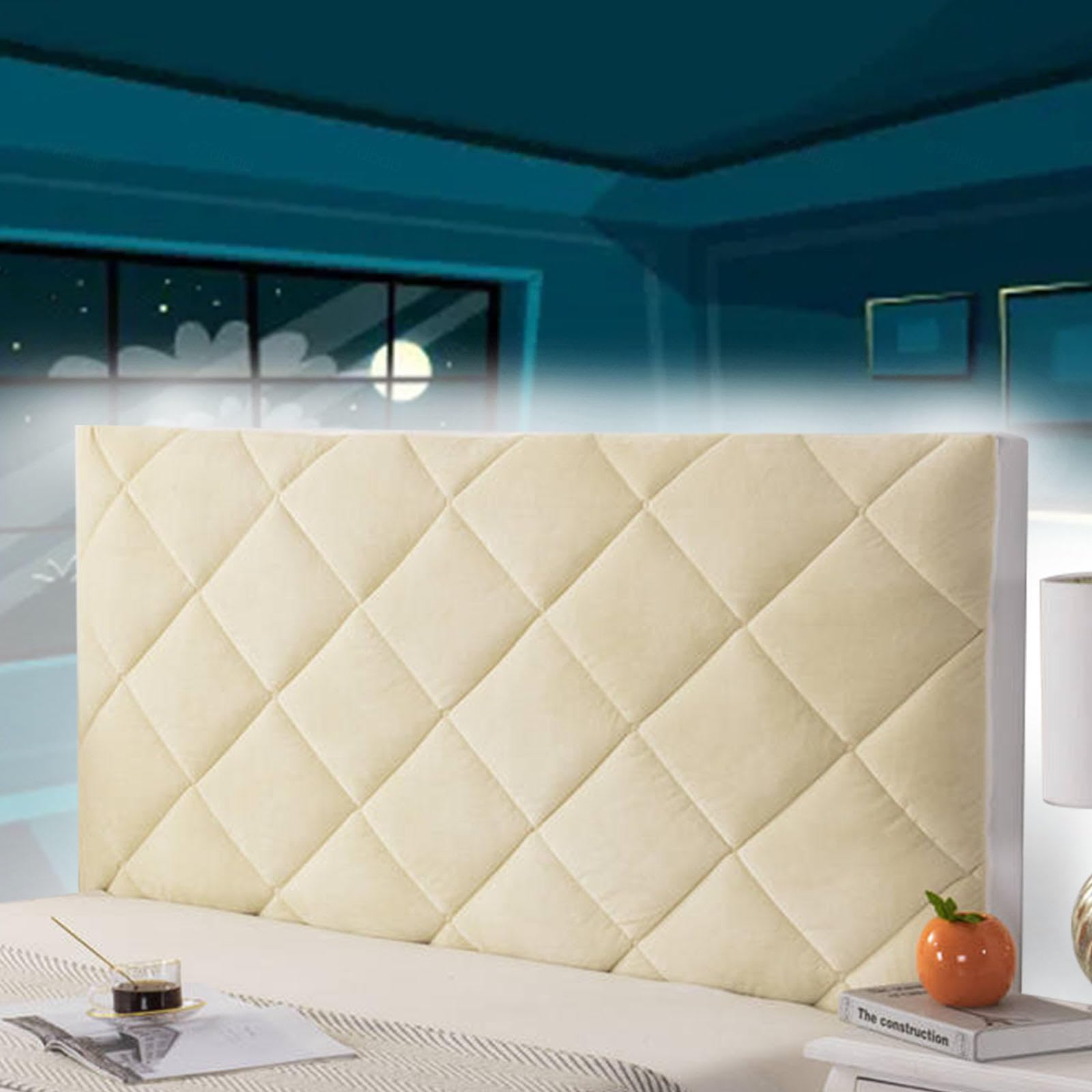 Copri Testiera Letto Una Piazza E Mezza Imbottita Copertura per Testiera Fodera Elastica Protezione, Coprire Antipolvere Lavabile Addensare Decorazione Camera,giallo-180cm