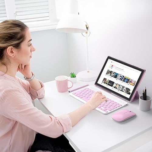 Vista 13 de Tableta Android de 10 pulgadas 2 en 1 con funda para teclado, lápiz capacitivo, 12 GB de RAM 128 GB ROM 1 TB expandir, PC de CPU de cuatro núcleos