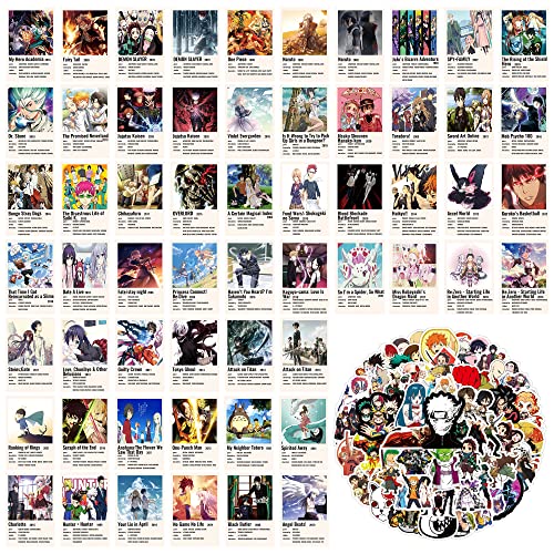 Miodiyaart Anime Posters 60Pcs And 50Pcs Stickers Room Decor Aesthetic, Cute Anime Stuff For Bedroom, Anime Wall Decor, Wall Art, Wall Collage, Manga Panel Wall Collage Kit, Anime Cards In A Gift Box #TOP23