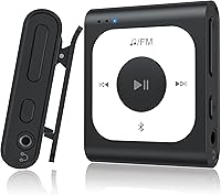 AGPTEK A53PL 64GB Clip MP3 Player Bluetooth 5.3 | Ultra-Light Sports Music Player FM Radio 21Hr Battery Black