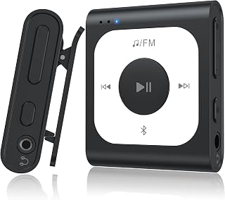 AGPTEK A53PL 64GB Clip MP3 Player Bluetooth 5.3 | Ultra-Light Sports Music Player FM Radio 21Hr Battery Black