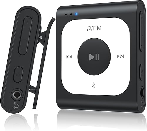 AGPTEK Reproductor MP3 con clip de 64 GB con Bluetooth, A53PL reproductor de música portátil con radio FM, barajar, no necesita teléfono, para