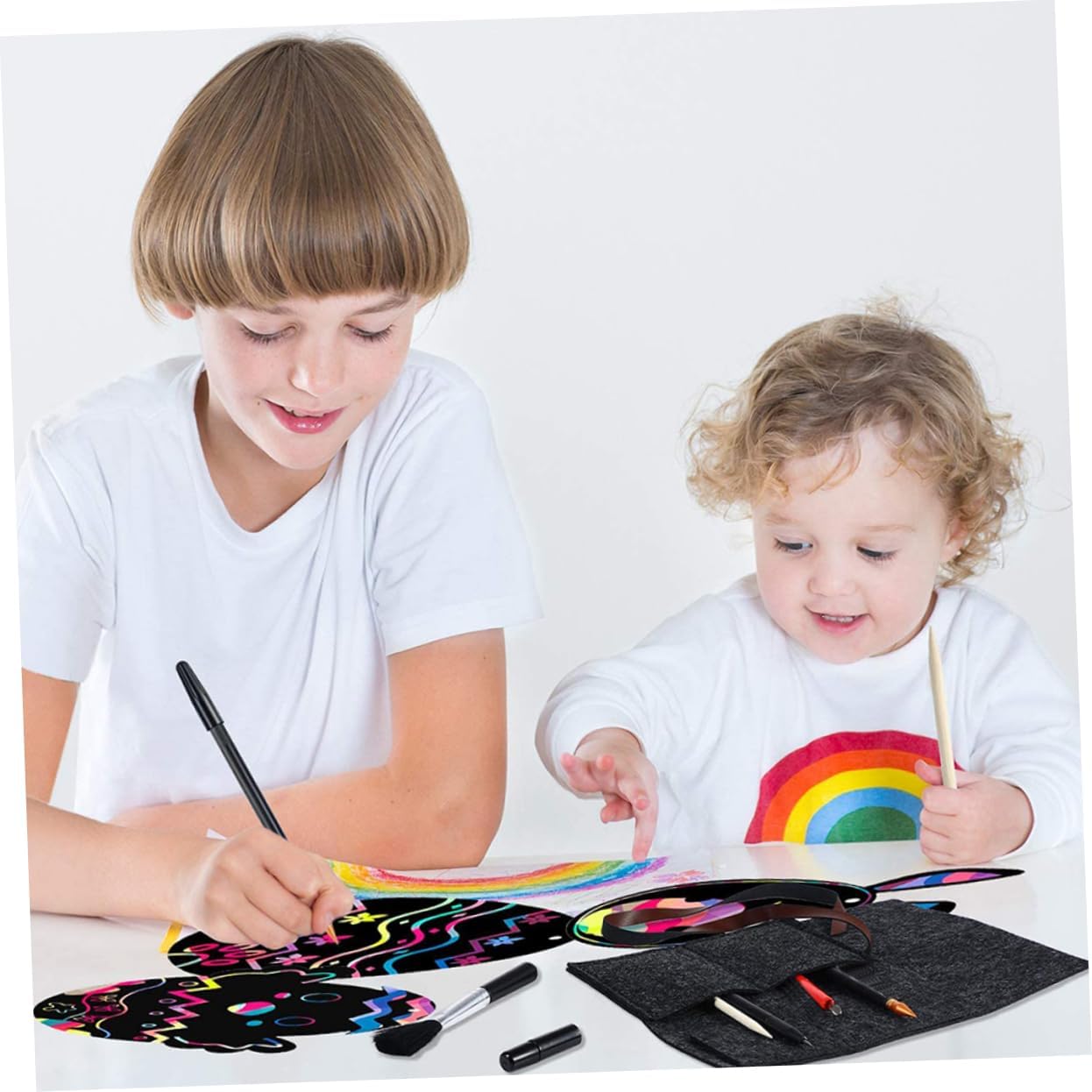 VILLFUL 10 Pcs Scratch Painting Pen Set for Boys and Girls and Adults Colorful Scratch Stylus Tools Sharp and Flat Ends for Creative Art Projects DIY Crafts