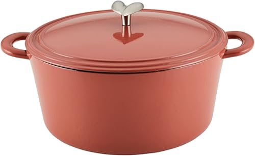 Ayesha Curry Kitchenware - Olla holandesa de hierro fundido esmaltado con tapa, 6 cuartos de galón, color rojo secoya