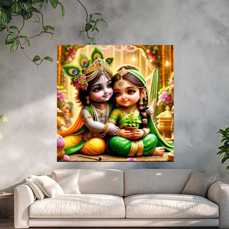 Image of British Terminal Cute little Bal Gopal Baby God Krishna| Kanha Ji | Laddu Lord Makhan Chor Painting Religious Poster for Pregnant Women for wall (matt thin vinyl,sticker,multicolor,unframed)| bj327