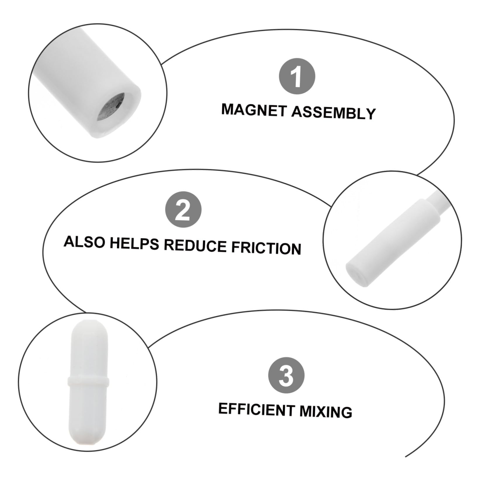 Operitacx 11 Stück Weiße Magnetrührstäbe aus Ptfe für Medizinisches und Biologisches Labor Chemisch Inert zum Rühren von Flüssigkeiten und Lösungen
