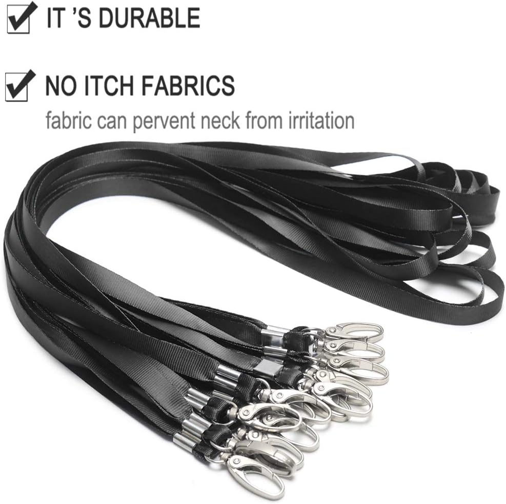 50 Pcs Lanyards Black Lanyard for Id Badges Nylon Lanyard Bulk Clip Swivel Hook for Office Id Badges Key Chains - Image 4