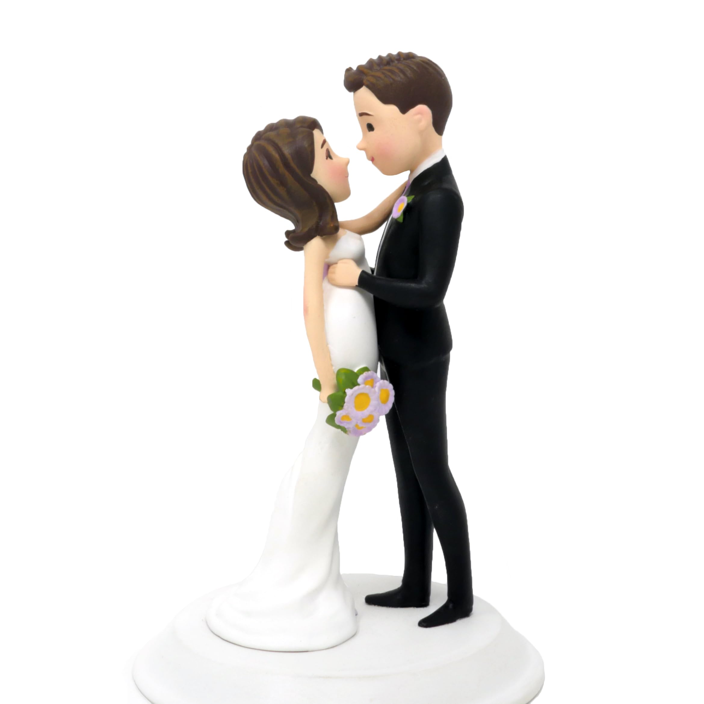 Dihtan Wedding Cake Toppers Bride and Groom - 6.5 x 4 Inch Hand Painted Cake Decorations Mr and Mrs Figurines - Poly Resin Bride To Be Cake Topper - Ideal for Wedding, Anniversary, Table Centerpiece