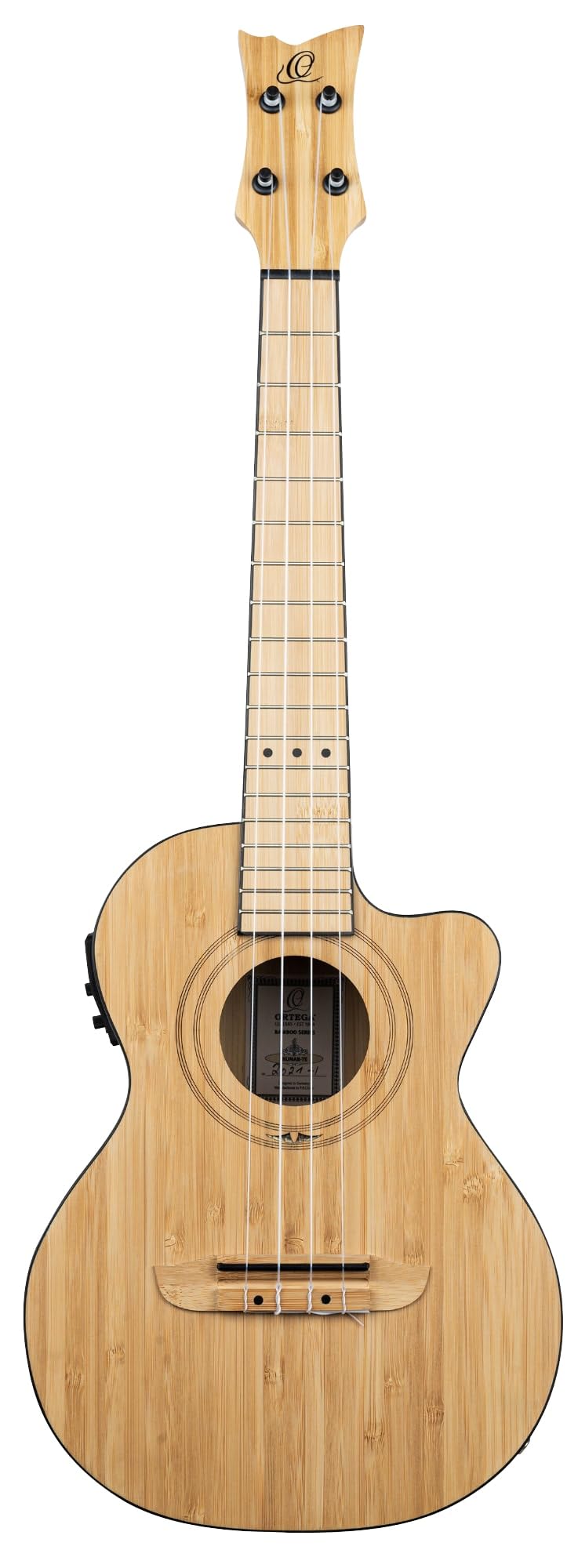 Ortega Guitars Ukelele Tenor electro-acústico - Serie Bambú - incluye Gig Bag Deluxe - bambú (RUNAB-TE)