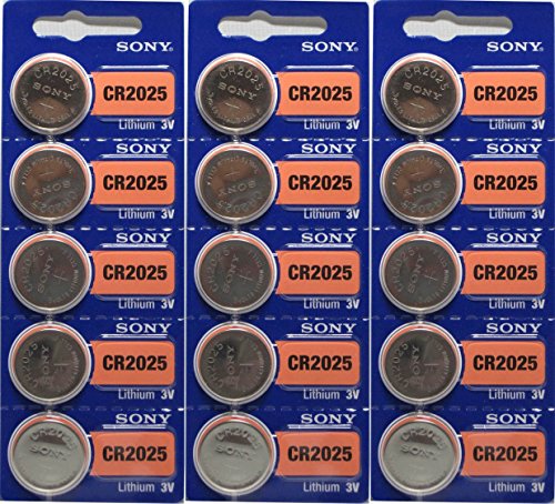 15 Genuine Sony CR2025 3v Lithium 2025 Coin Batteries Freshly Packed by Sony