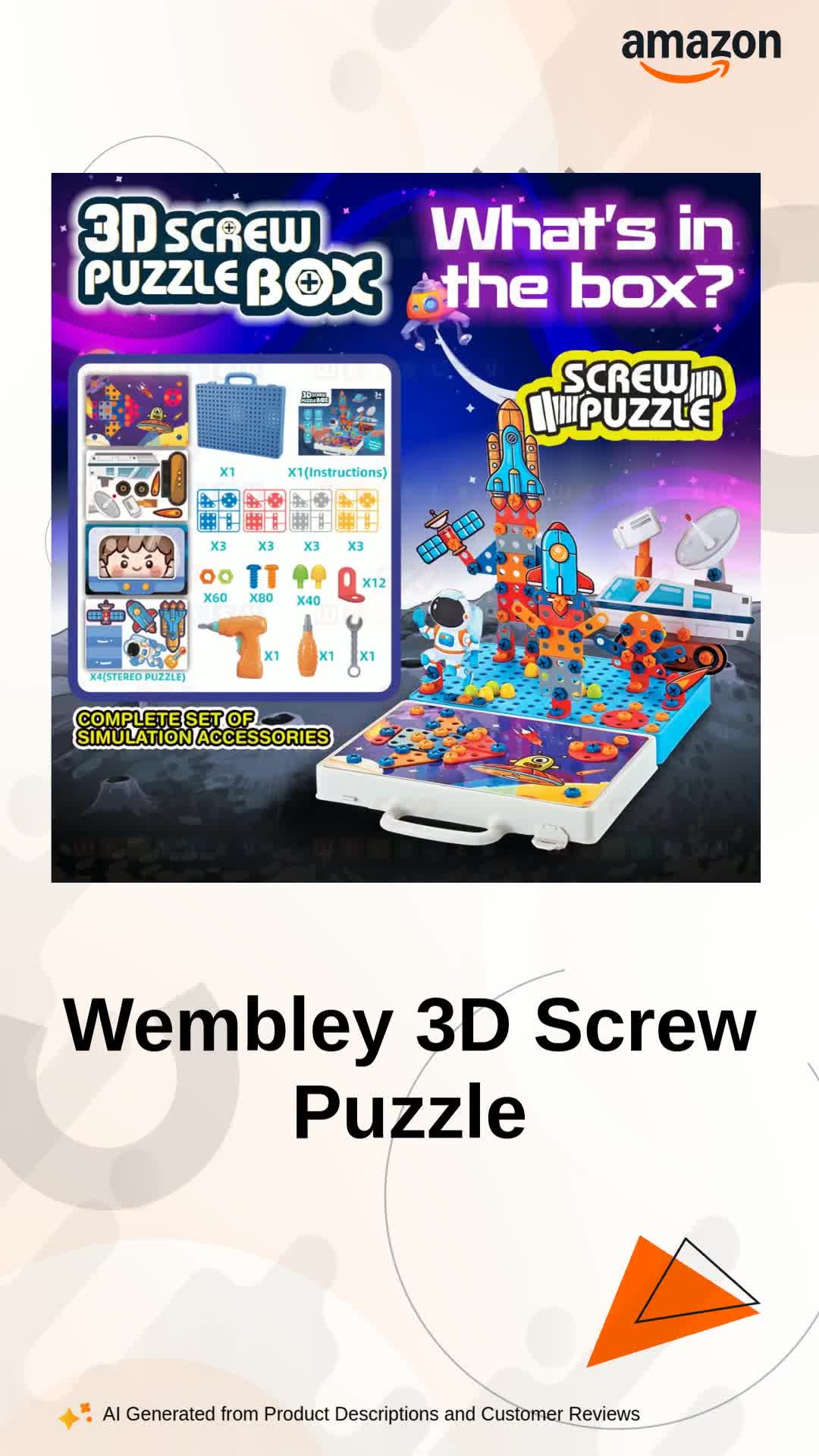 Buy Wembley 4 in 1 Toy Drill Screw Tool Set for Kids 3 4 5 6 7+ 3D