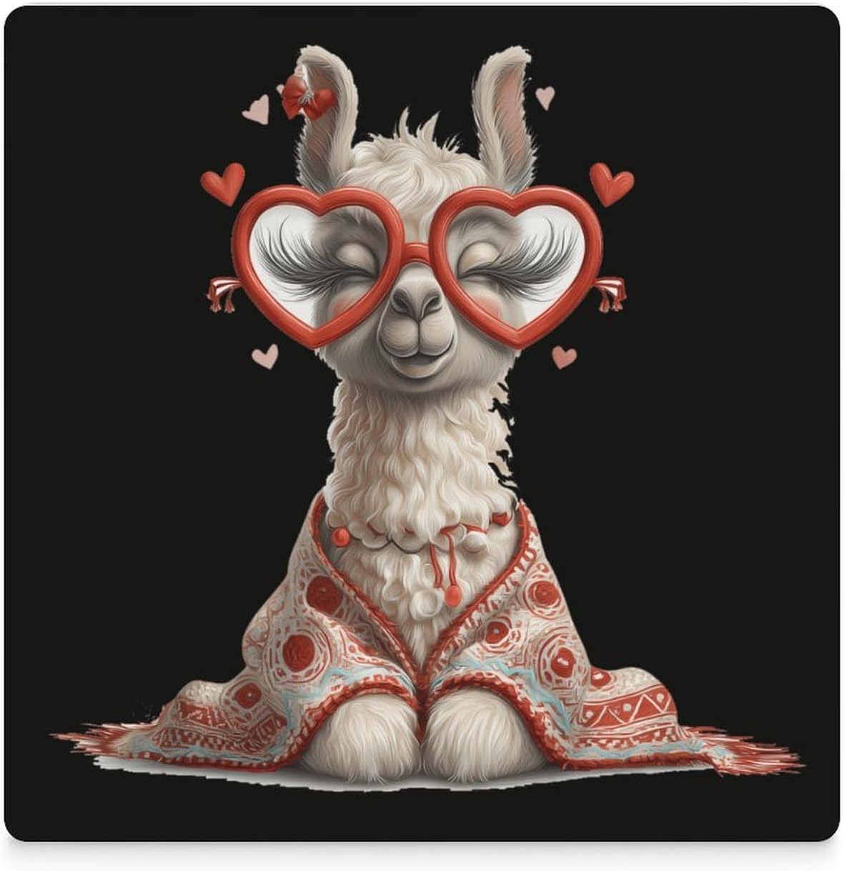 Llama Cute Coaster for Drinks Square Ceramic Table Coasters Stone Mat Crafts 6PCS Home Kitchen Decor