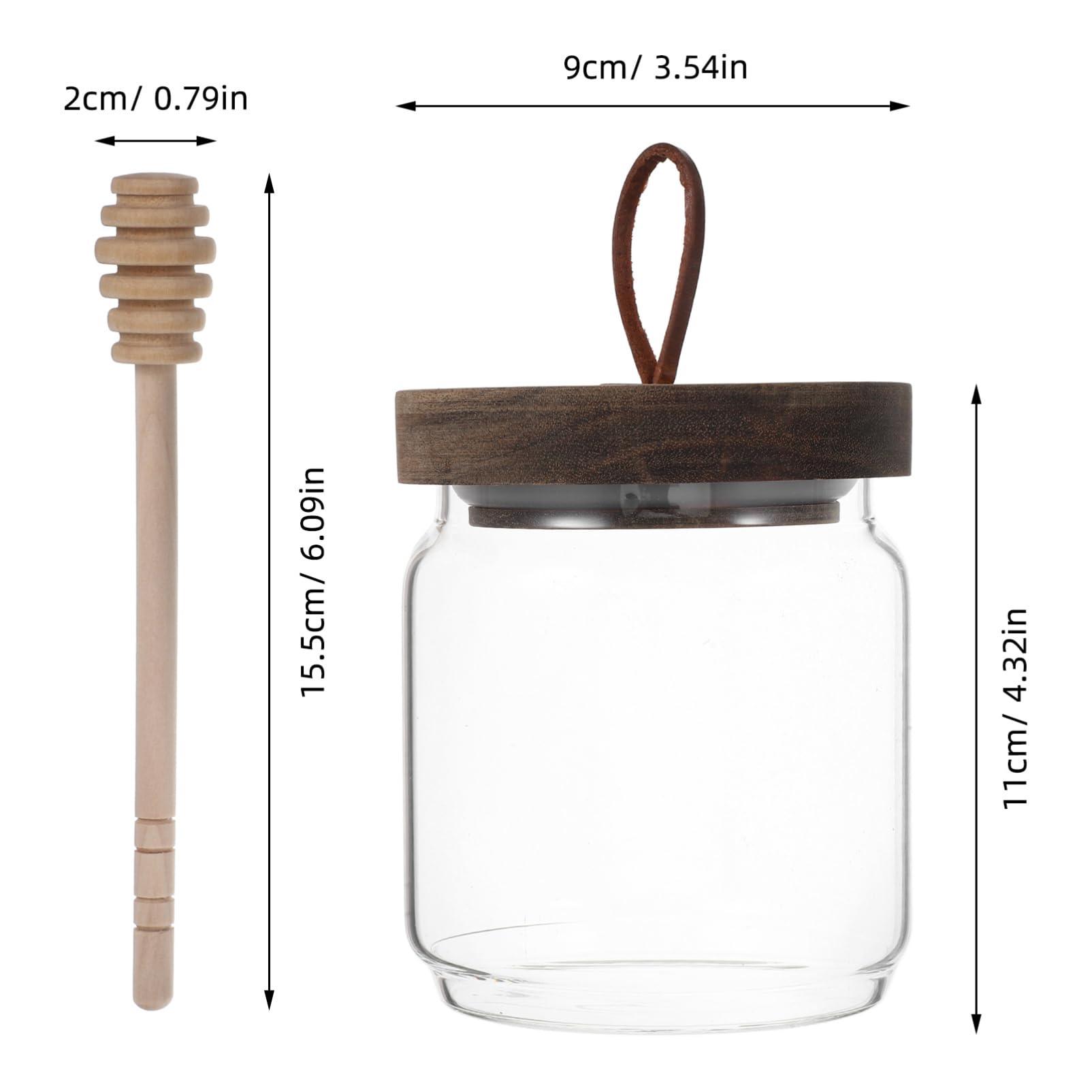 CIYODO Honey Jar with Lid and Dipper Stick Clear Glass Honey Container for Home Kitchen Honey Decanter and Condiment Holder Single Pack Honey Storage Jar