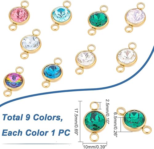 Miniatura 3 de UNICRAFTALE Conector de cristal transparente Encantos de diamantes de imitación Enlaces Conectores con hallazgos de latón Enlace de vidrio facetado