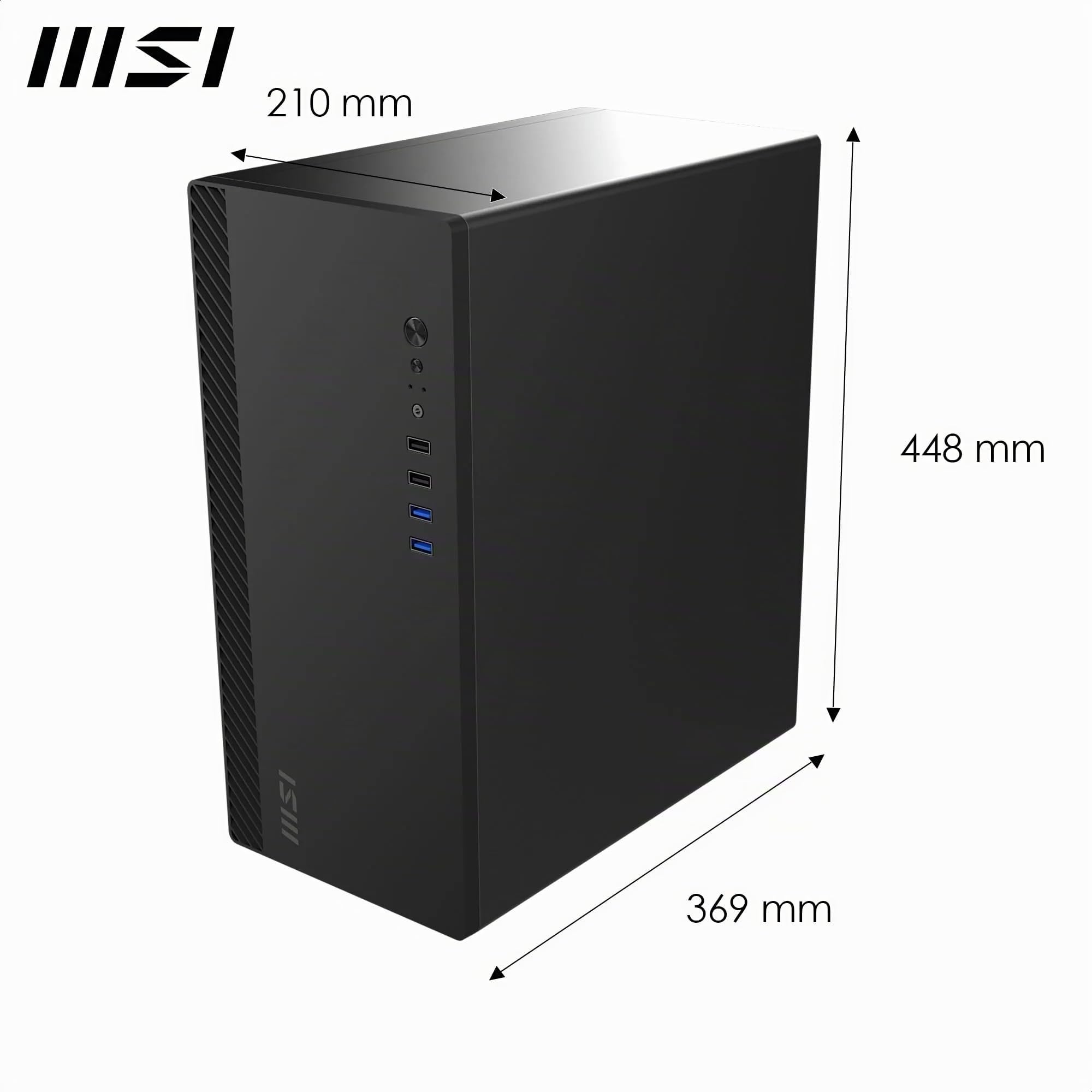 MSI PRO SHIELD M100 è un case per PC compatto, orientato al business, con design elegante nero opaco, supporto per schede madri Micro-ATX e porte I/O frontali—ideale per uffici, scuole e enti pubblici