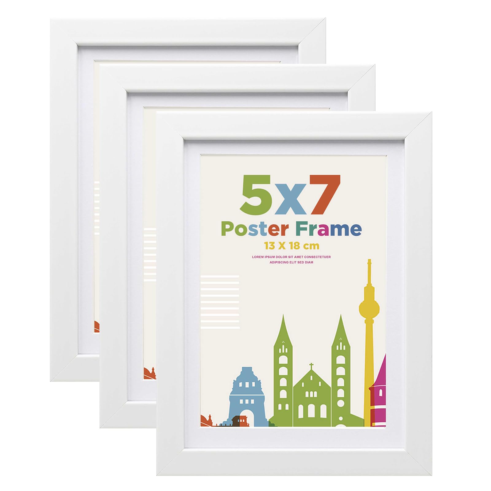 7x5 Picture Frame with 6x4 Mount, Wooden 13 x 18 cm Frames Featuring Clear Plexiglass for Table and Wall Mounting, Perfect for Portrait, Home, Office,White