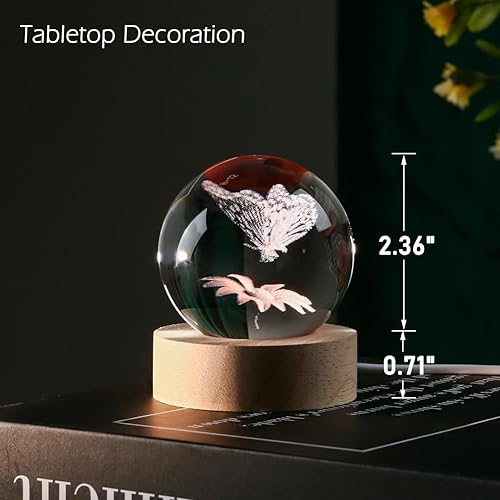 Miniatura 10 de Bolas de cristal de búho 3D de 2.362 in con decoración de bolas de cristal, coleccionables, esferas de nieve, esfera de cristal de regalo, con base