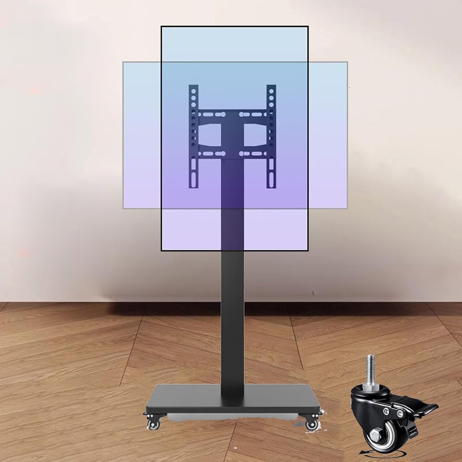 OLSKFUH Mobile Tv Stand Mobile Tv Cart On Wheels - Portable Floor Tv Stand Holds, Horizontal And Vertical Screen Fixed, Up To 100Kg For Living Room, Office, Meeting Room,