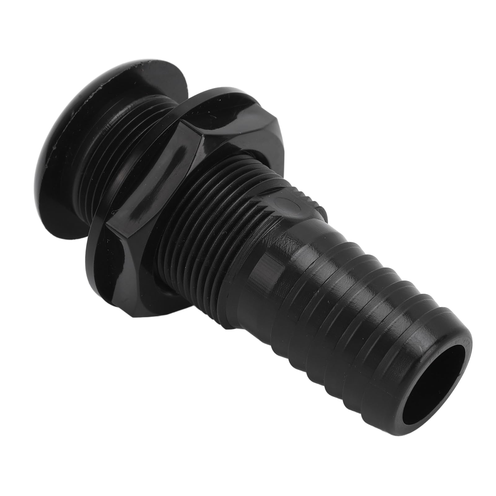 AMAKO Thru Hull Fitting Connector,29mm Outlet Smooth Drainage Straight Boat Plumbing Fittings (Black)