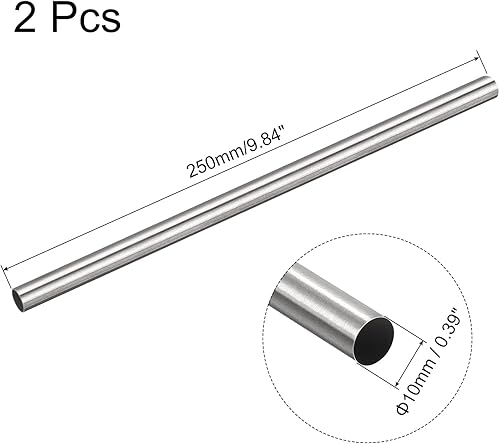 Miniatura 2 de uxcell Tubo capilar de acero inoxidable 304, OD 0.394 in x 0.012 in pared gruesa 9.843 in longitud tubo de metal para maquinaria industrial, 2 piezas