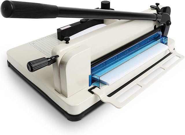 12 Heavy Duty Guillotine Trimmer Paper Cutter,Cortadora de Papel 500 Sheets Paper Trimmer with Double Safety Protection Durable HSS Blade for Cutting Paper