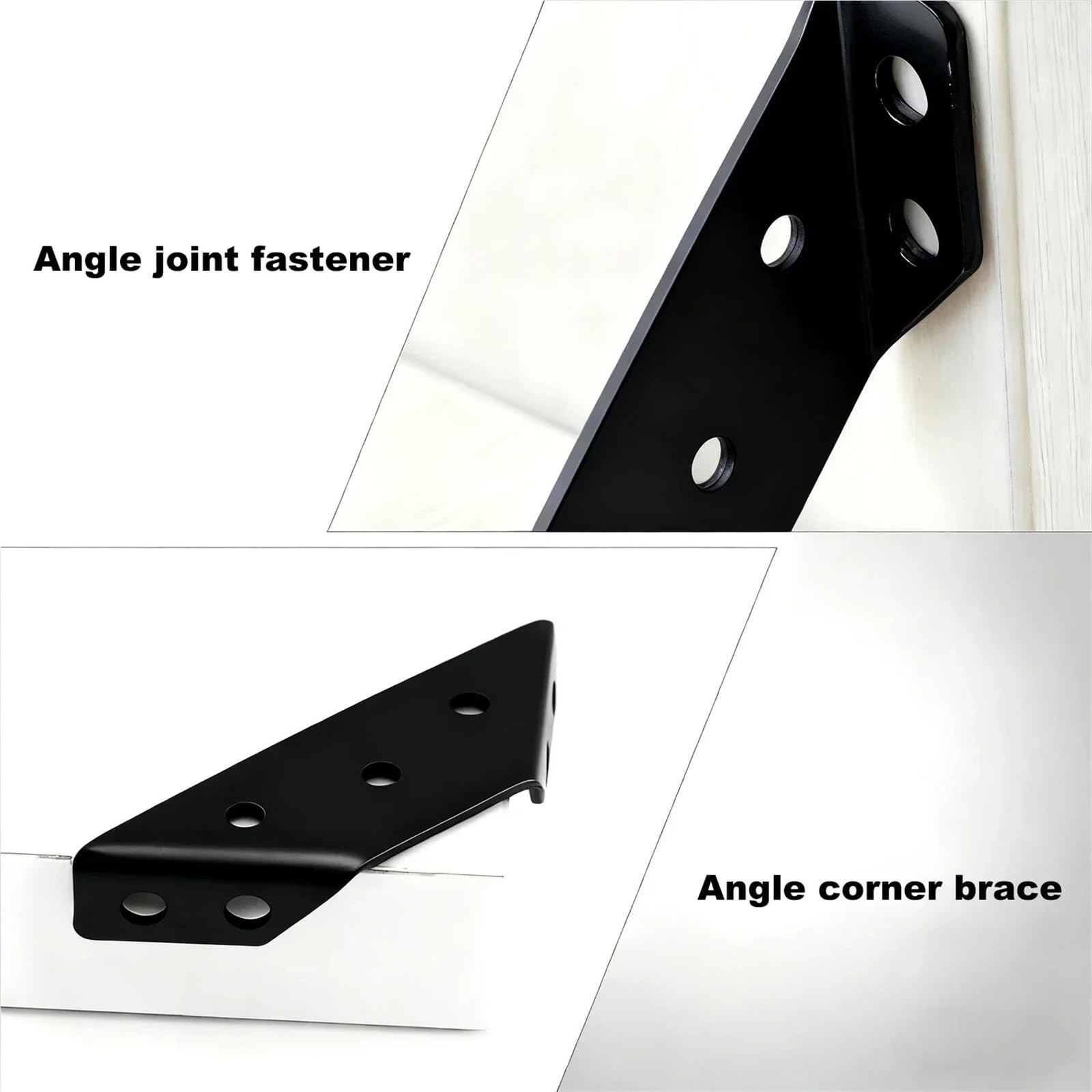 Staffe A L Angolari Metallo Staffe angolari in acciaio inossidabile 4/8/16 pezzi, connettore angolare for mobili for supporto for armadietti e scaffali, kit staffe angolari(Black 16pcs)